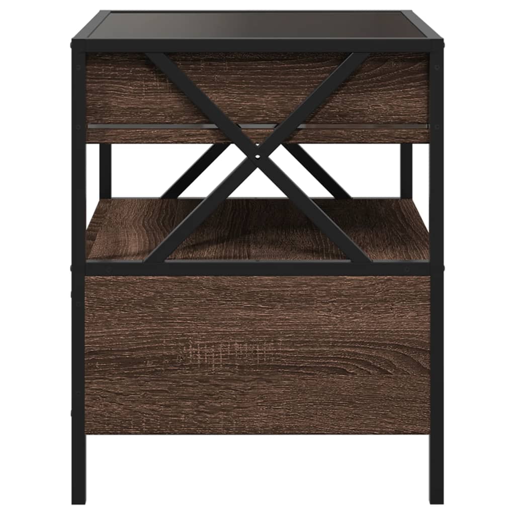vidaXL Stolik kawowy z LED Infinity, brązowy dąb, 40x40x51 cm