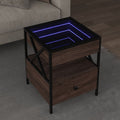 vidaXL Stolik kawowy z LED Infinity, brązowy dąb, 40x40x51 cm