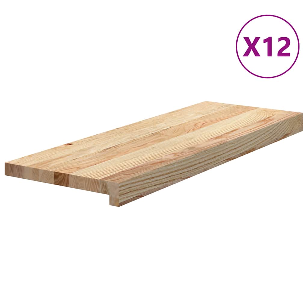 vidaXL Stopnie schodowe, 12 szt., surowe 70x30x2 cm lite drewno dębowe