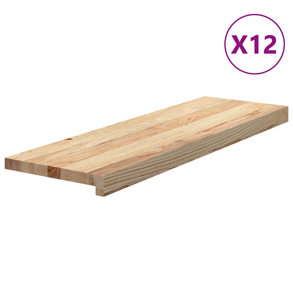 vidaXL Stopnie schodowe, 12 szt. surowe 80x30x2cm lite drewno dębowe