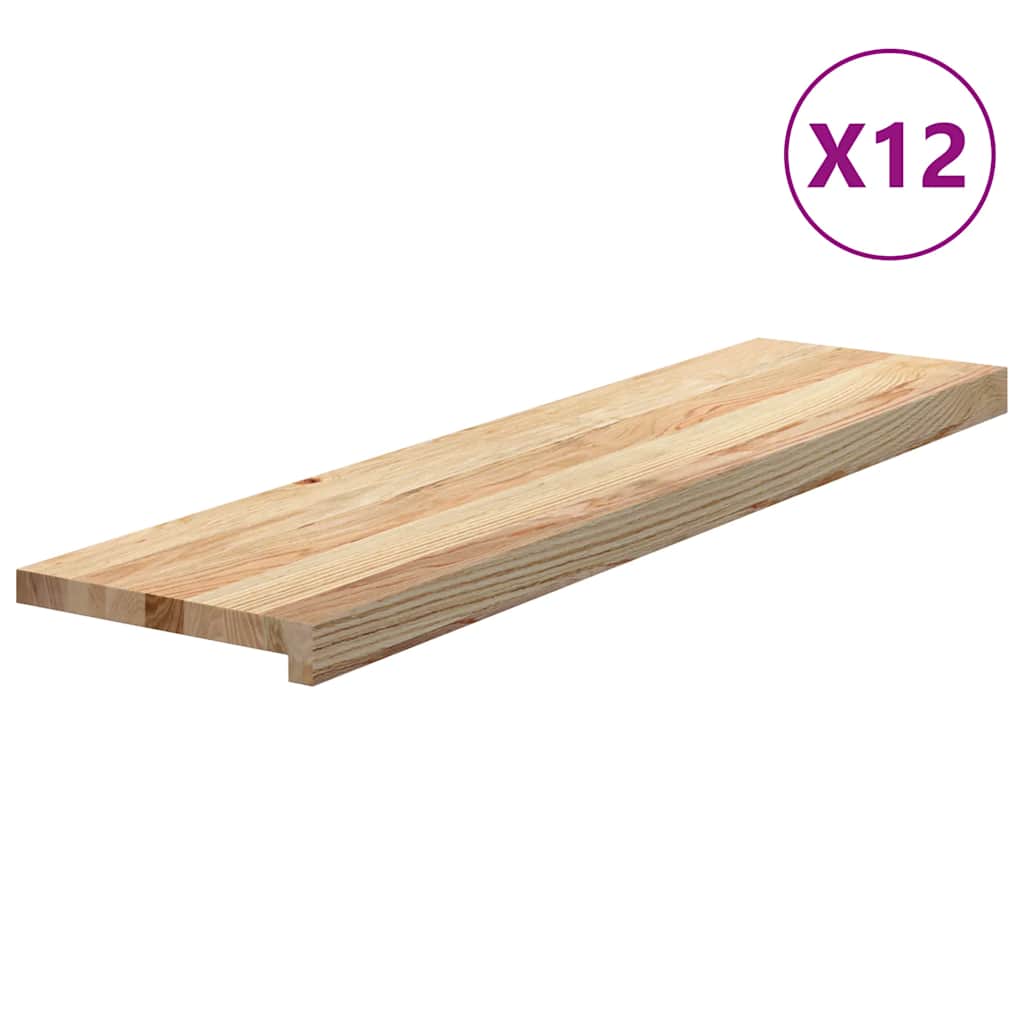 vidaXL Stopnie schodowe, 12 szt. surowe 100x30x2cm lite drewno dębowe