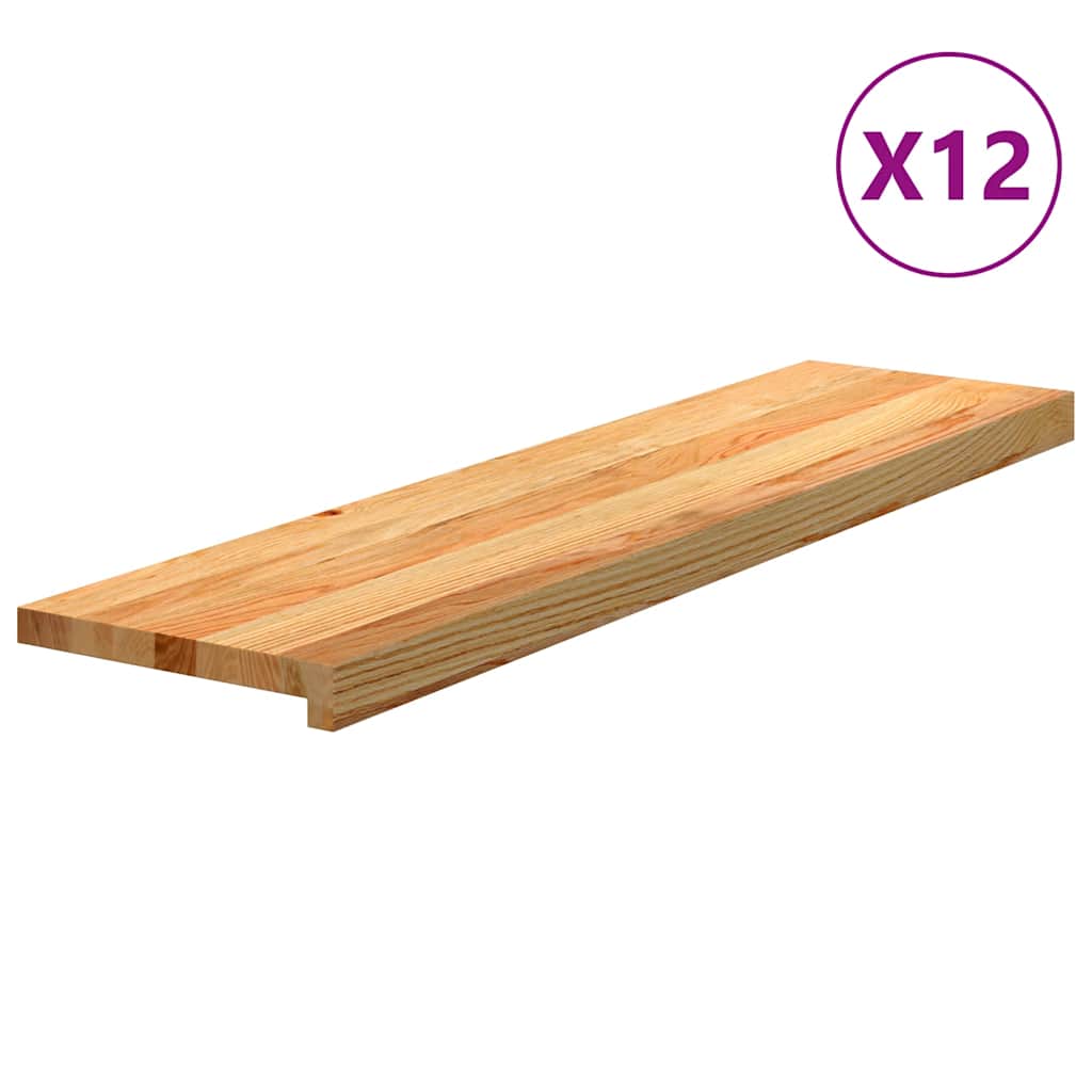 vidaXL Stopnie schodowe, 12 szt. brązowe 100x25x2cm lite drewno dębowe