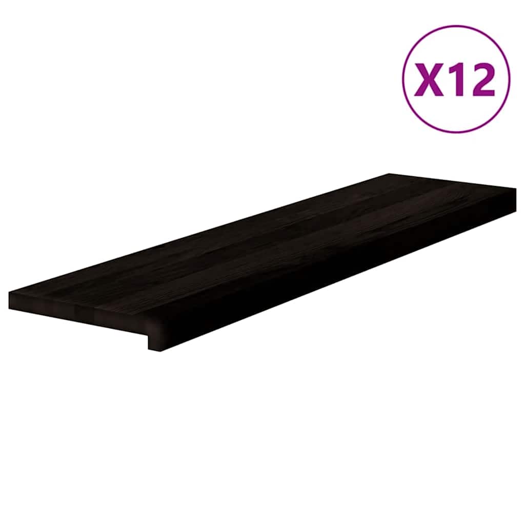 vidaXL Stopnie schodowe 12 szt. brązowoczarne 100x25x2 cm lite drewno dębowe