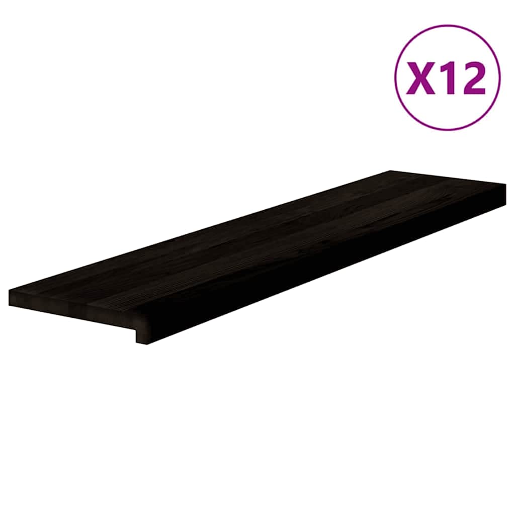 vidaXL Stopnie schodowe 12 szt. brązowoczarne 110x25x2 cm lite drewno dębowe