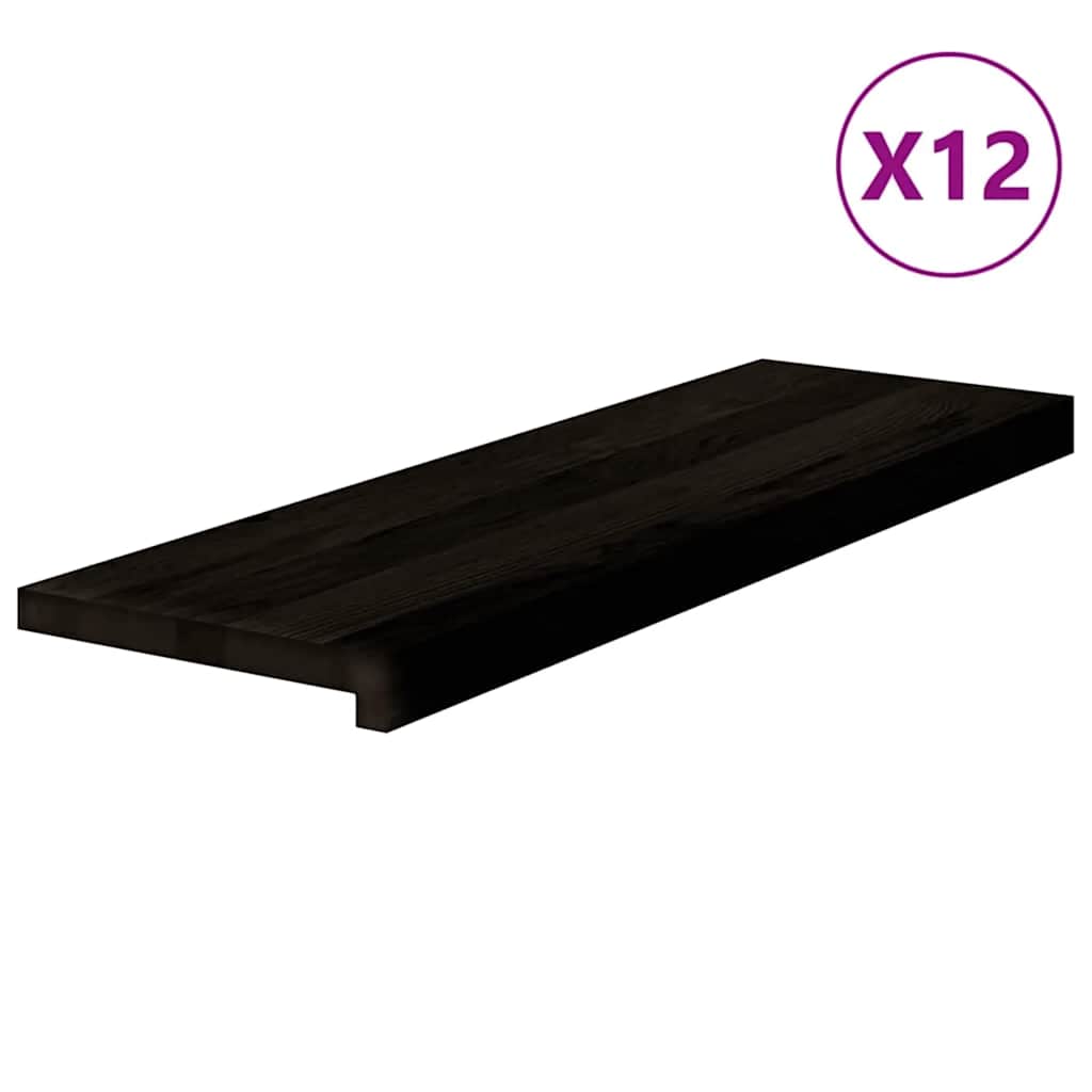 vidaXL Stopnie schodowe 12 szt. brązowoczarne 80x30x2 cm lite drewno dębowe