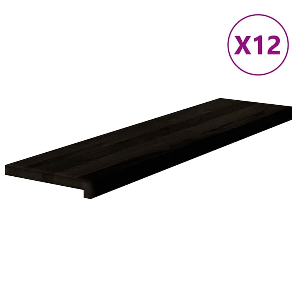 vidaXL Stopnie schodowe 12 szt. brązowoczarne 100x30x2 cm lite drewno dębowe