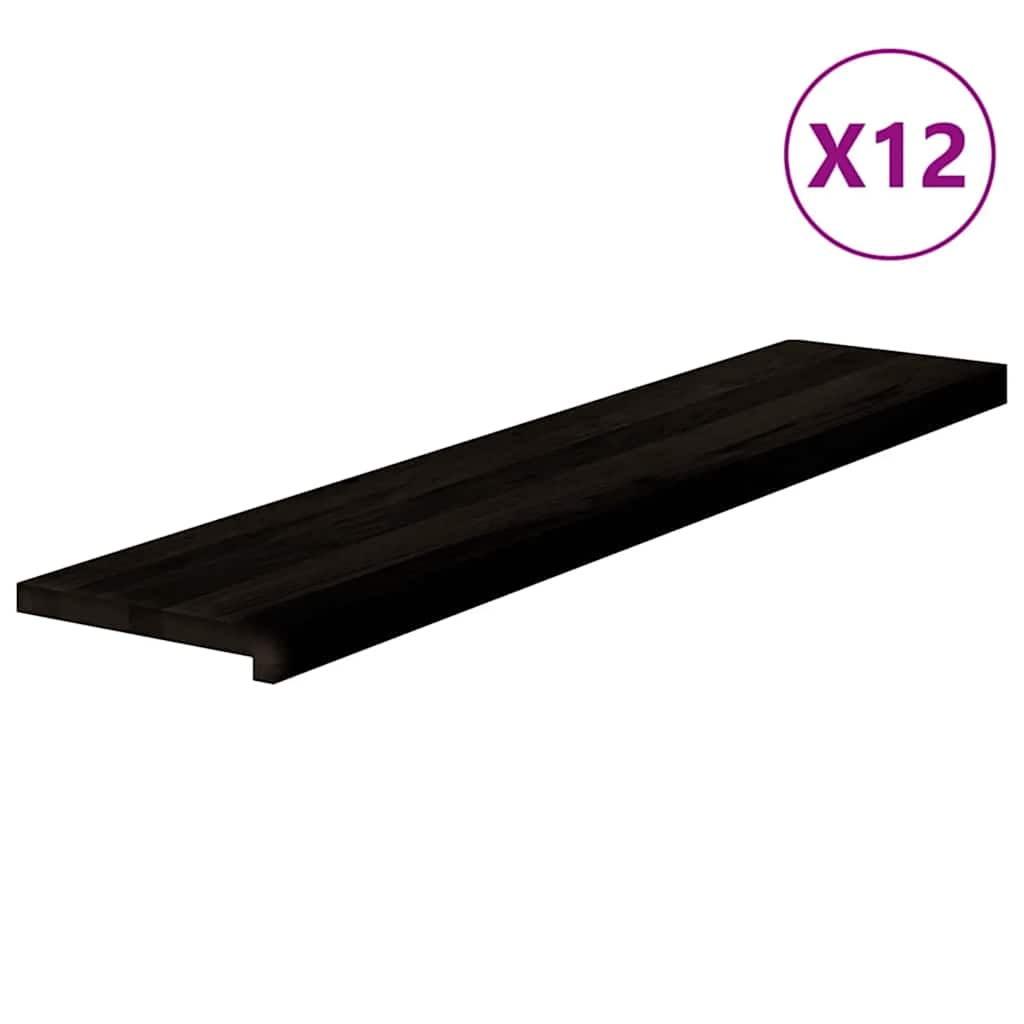 vidaXL Stopnie schodowe 12 szt. brązowoczarne 120x30x2 cm lite drewno dębowe