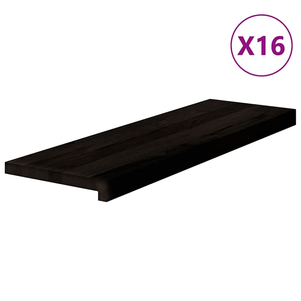 vidaXL Stopnie schodowe 16 szt. brązowoczarne 80x25x2 cm lite drewno dębowe