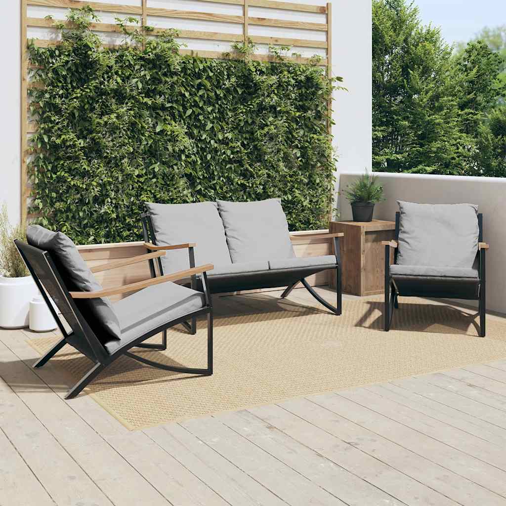 vidaXL 3-częściowy zestaw mebli na balkon, z poduszkami, czarny, stal