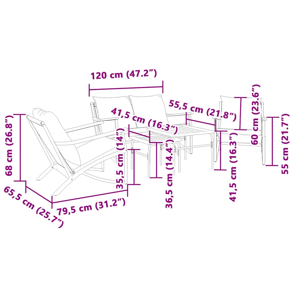 vidaXL 5-częściowy zestaw mebli na balkon, z poduszkami, czarny, stal