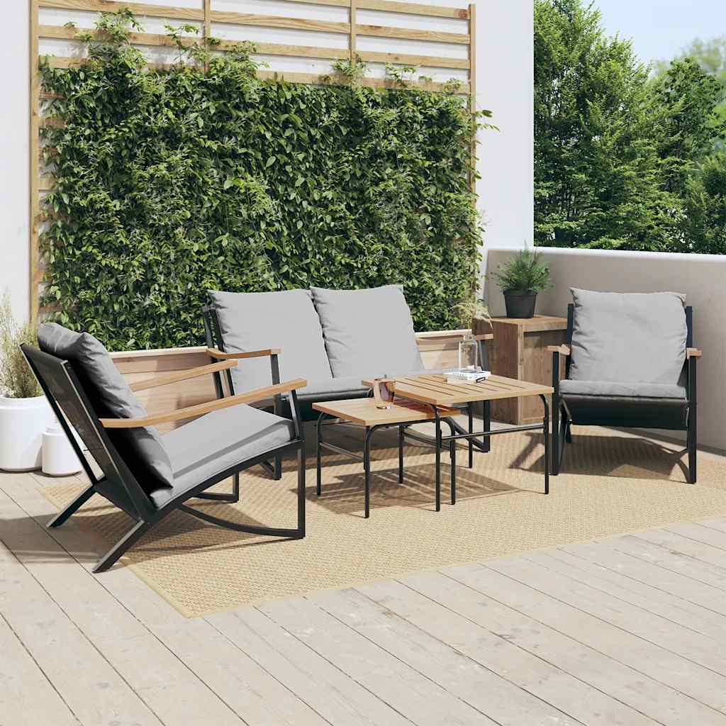 vidaXL 5-częściowy zestaw mebli na balkon, z poduszkami, czarny, stal