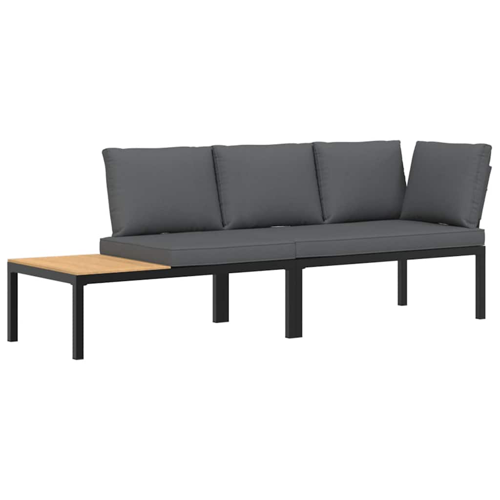vidaXL 2-cz. zestaw mebli do ogrodu, z poduszkami, czarne aluminium