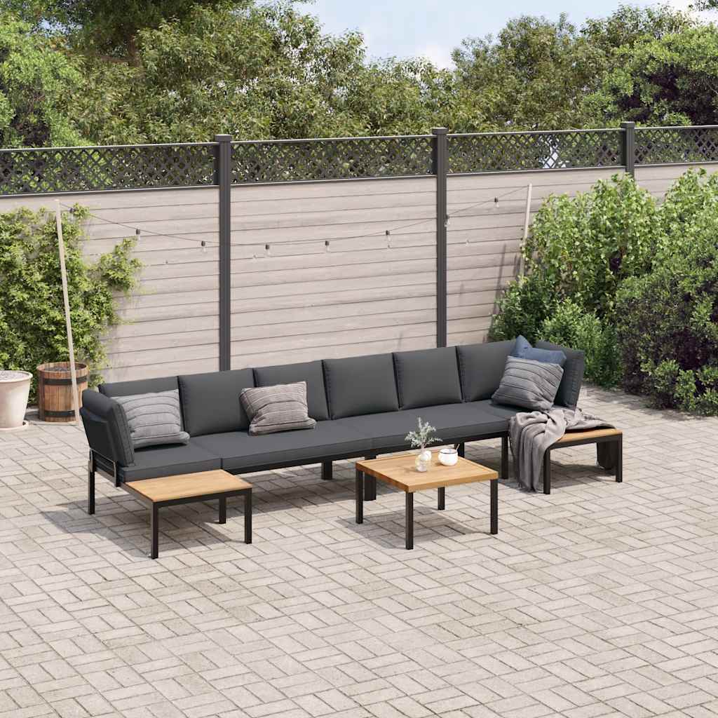 vidaXL 5-cz. zestaw mebli do ogrodu, z poduszkami, czarne aluminium