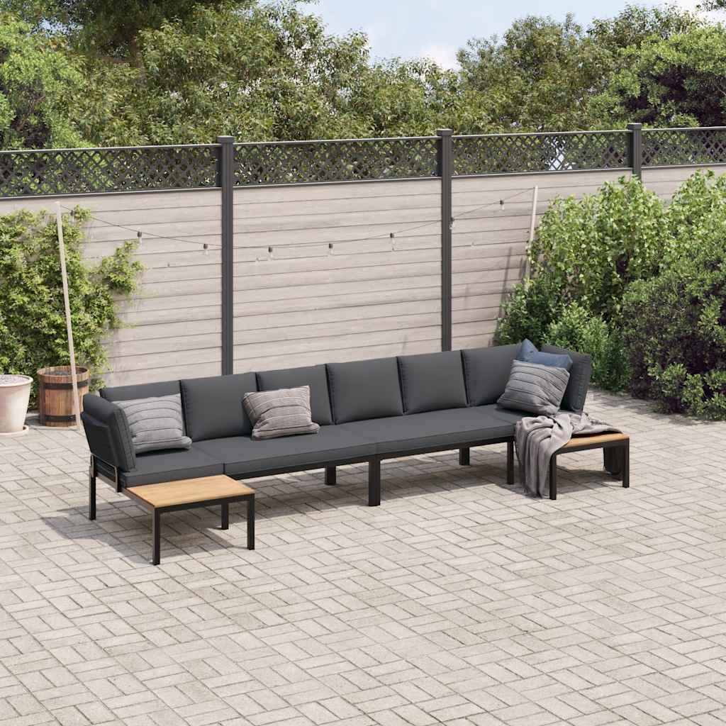 vidaXL 4-cz. zestaw mebli do ogrodu, z poduszkami, czarne aluminium