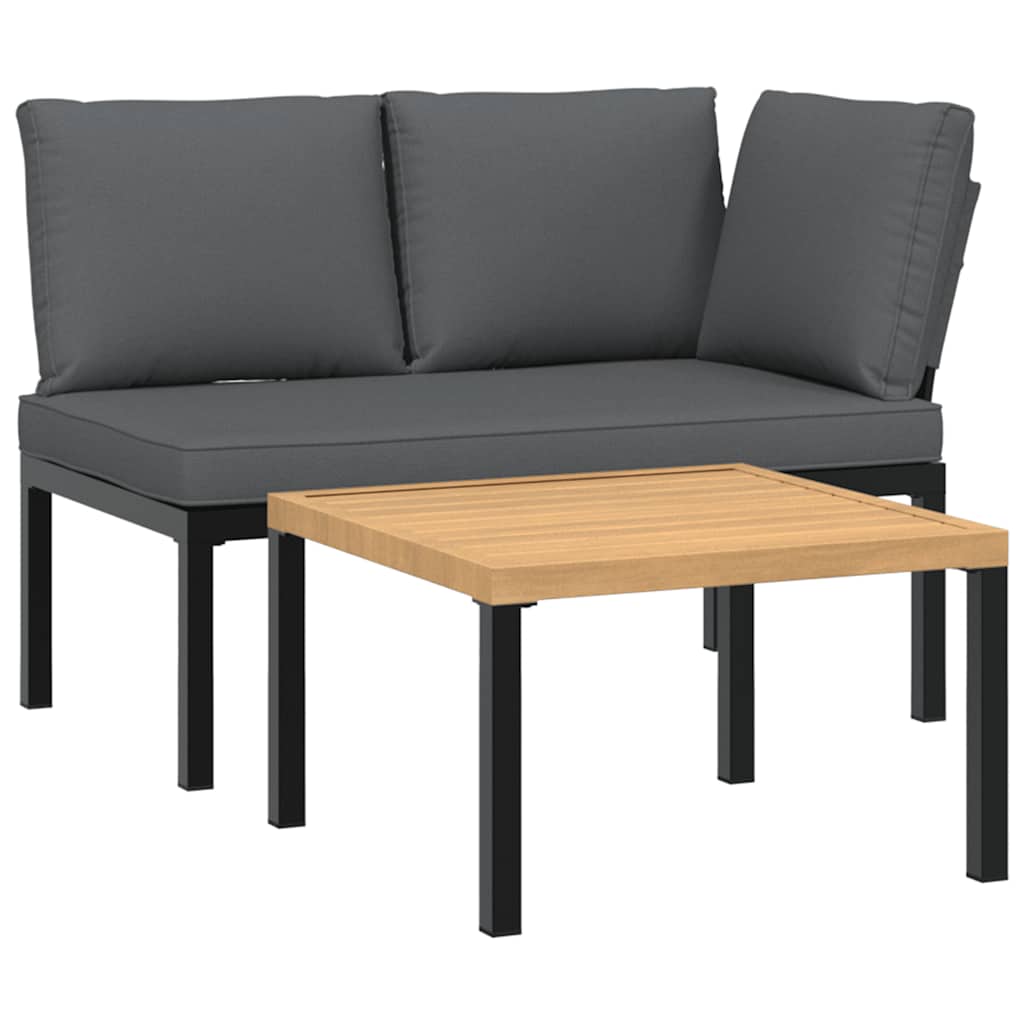vidaXL 2-cz. zestaw mebli do ogrodu, z poduszkami, czarne aluminium