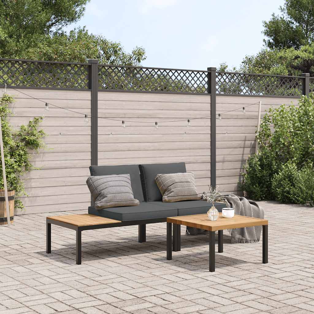 vidaXL 3-cz. zestaw mebli do ogrodu, z poduszkami, czarne aluminium