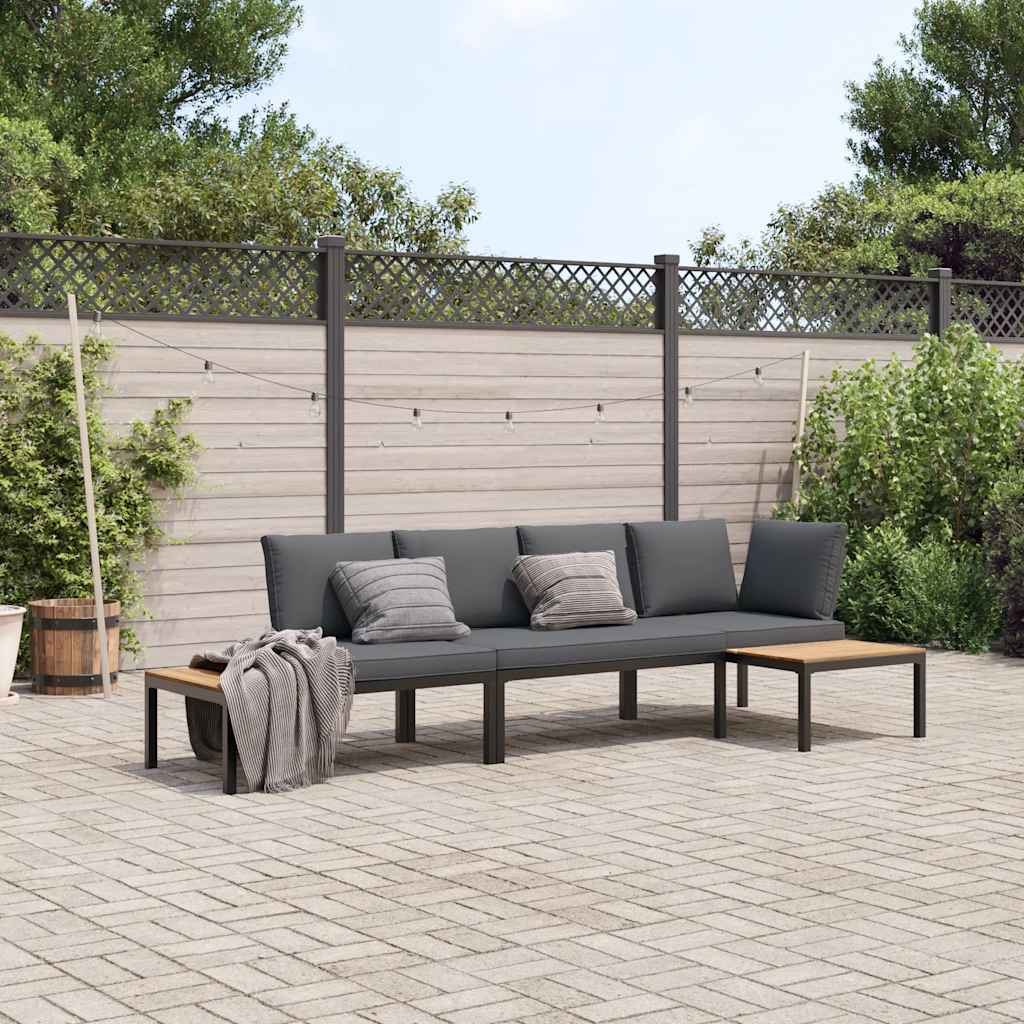 vidaXL 3-cz. zestaw mebli do ogrodu, z poduszkami, czarne aluminium