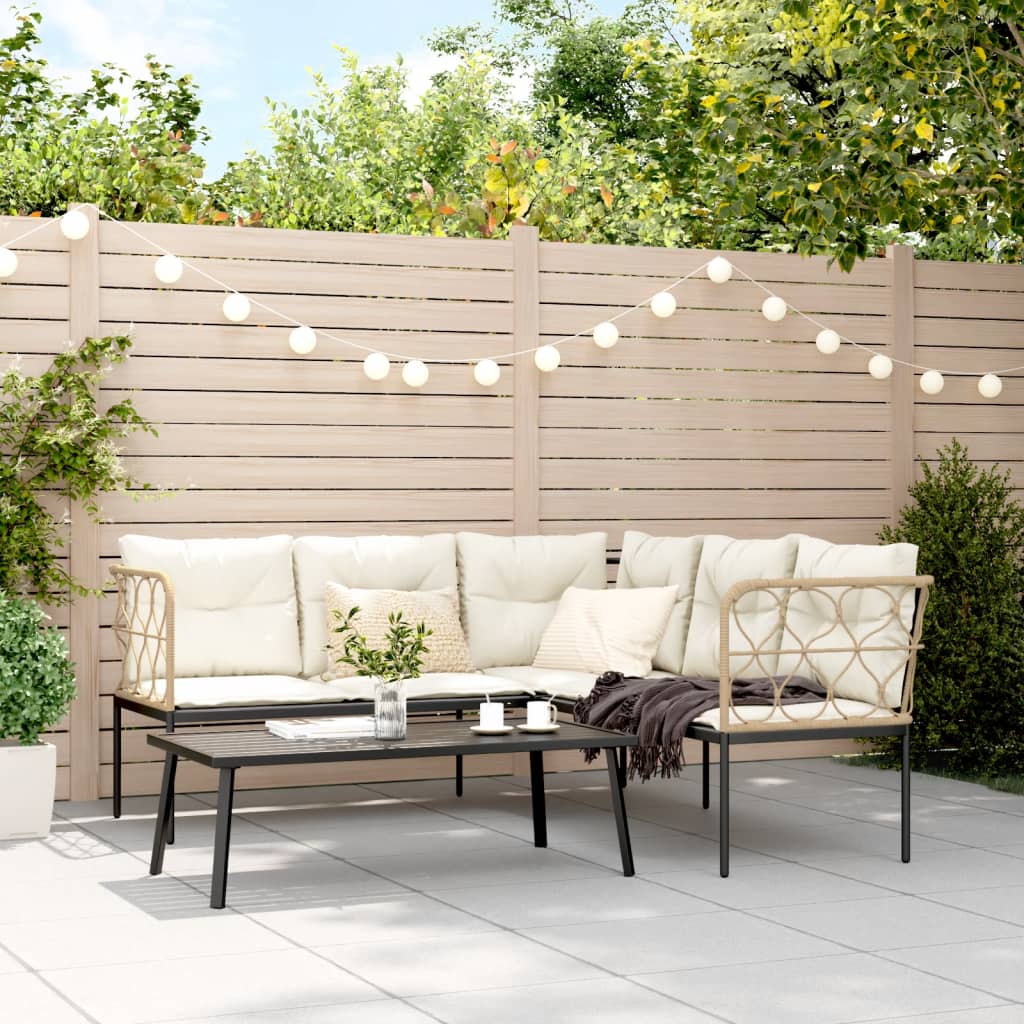 vidaXL Ogrodowy zestaw mebli z poduszkami, czarny, stal i textilene