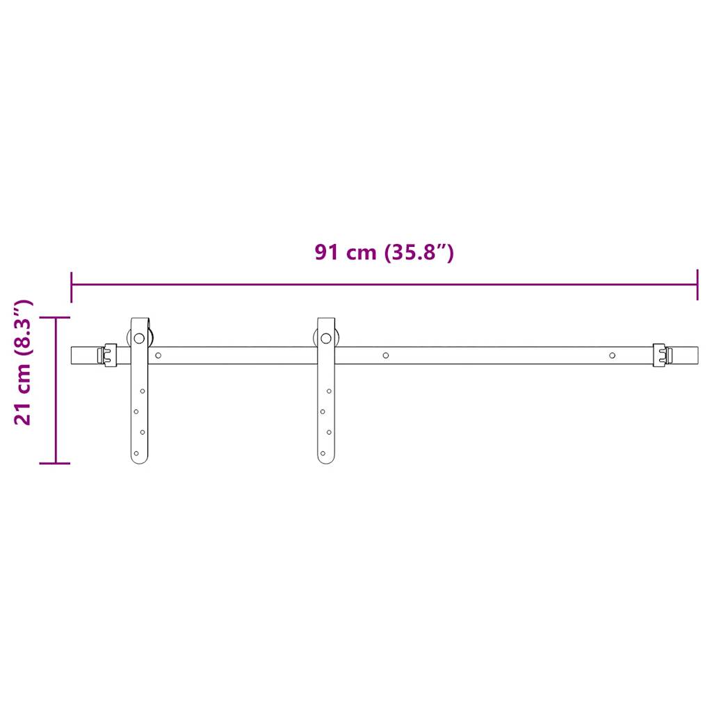 vidaXL System do drzwi przesuwnych do mebli, 91 cm, stal węglowa