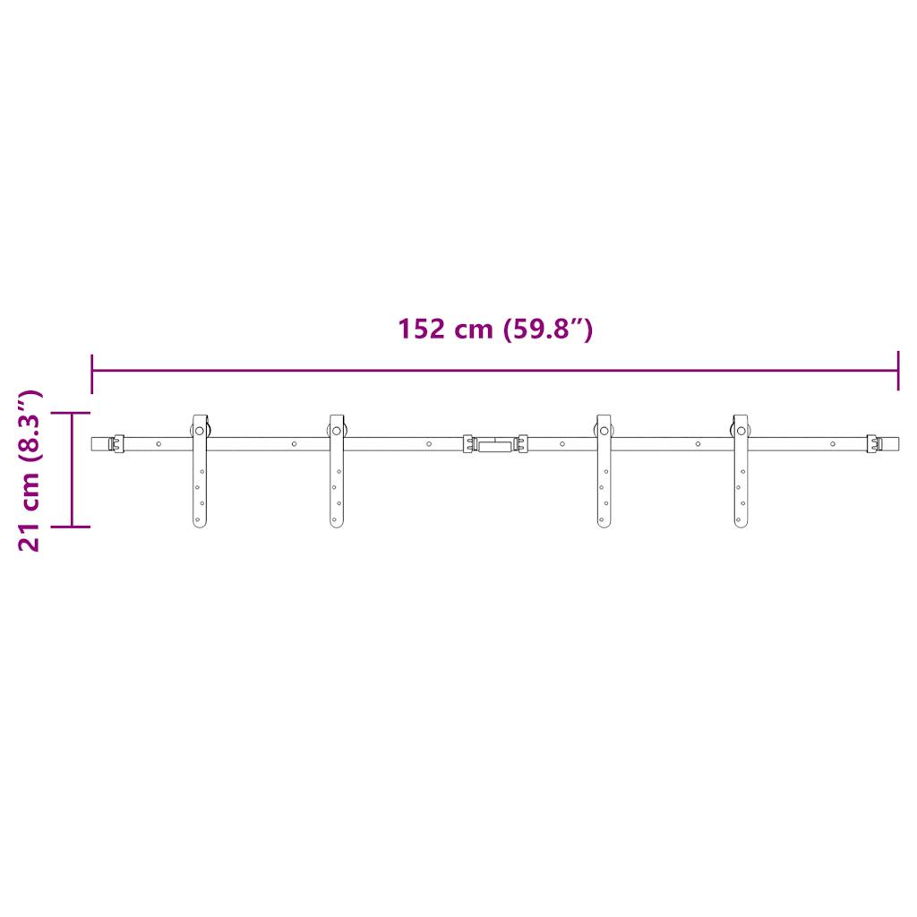 vidaXL System do drzwi przesuwnych do mebli, 152 cm, stal węglowa