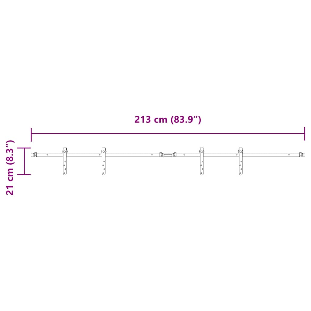 vidaXL System do drzwi przesuwnych do mebli, 213 cm, stal węglowa