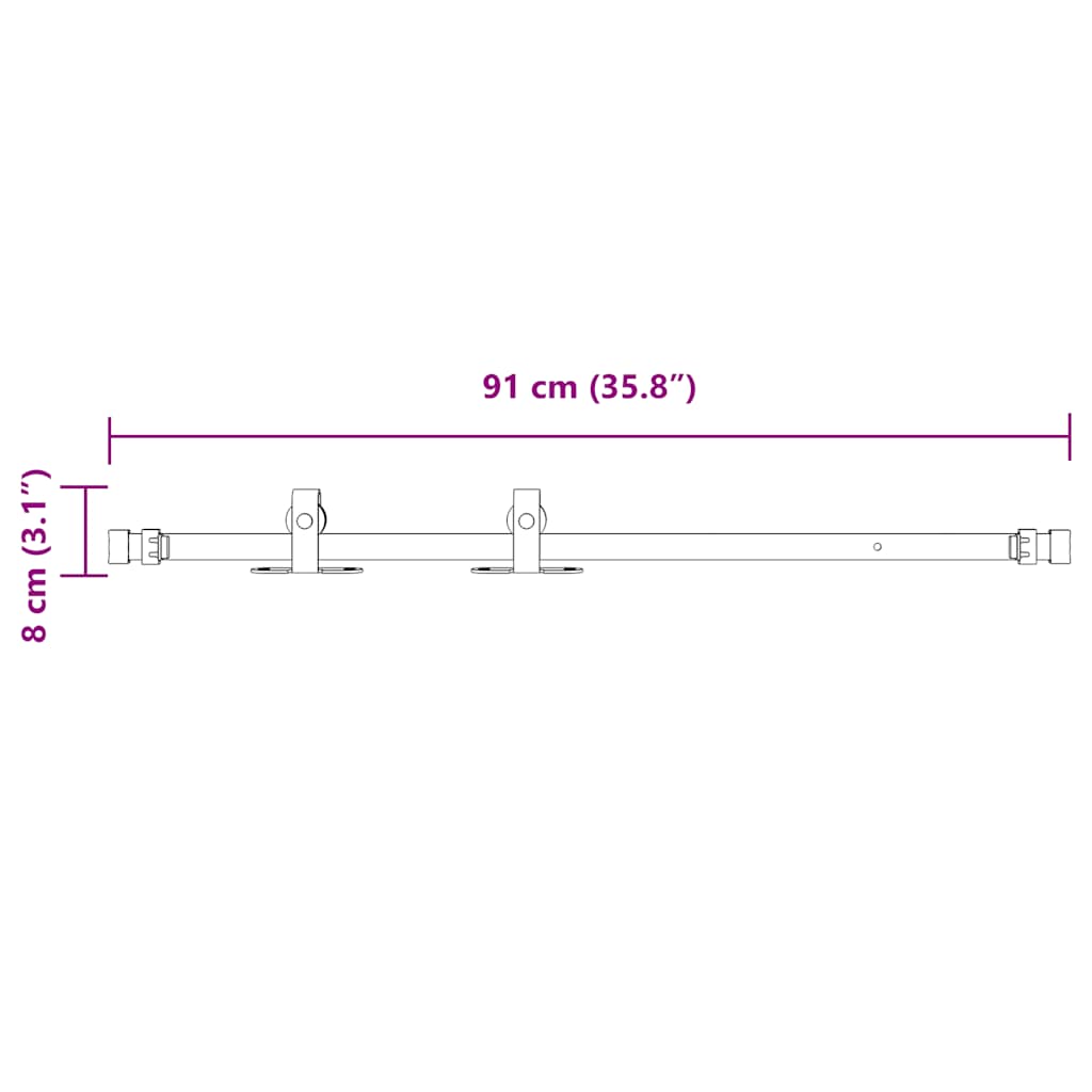 vidaXL System do drzwi przesuwnych do mebli, 91 cm, stal węglowa