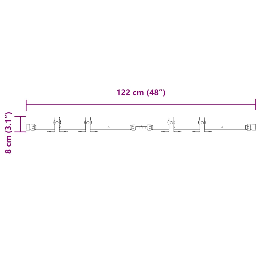 vidaXL System do drzwi przesuwnych do mebli, 122 cm, stal węglowa