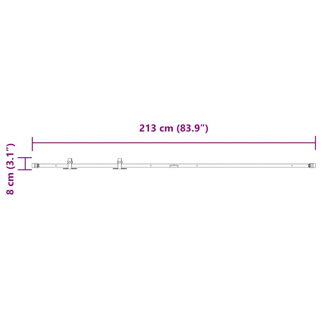 vidaXL System do drzwi przesuwnych do mebli, 213 cm, stal węglowa