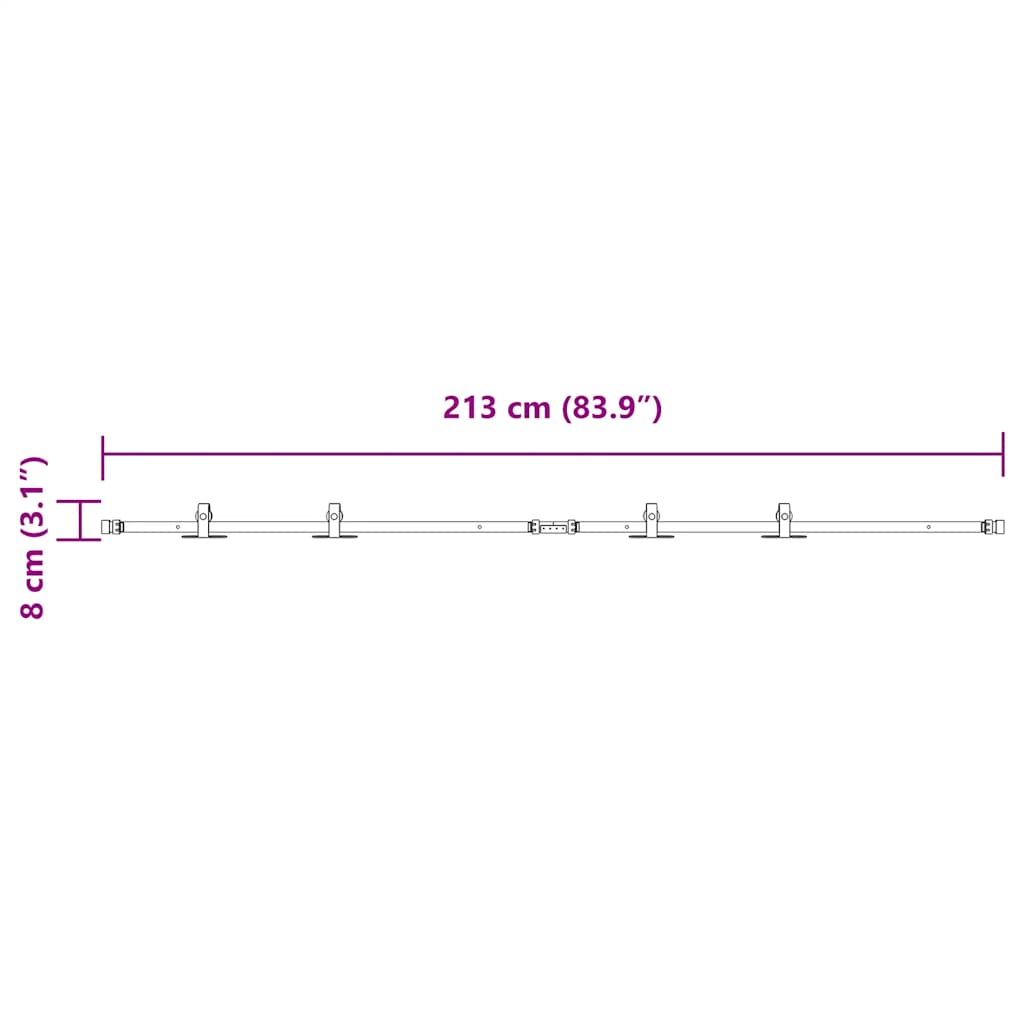 vidaXL System do drzwi przesuwnych do mebli, 213 cm, stal węglowa
