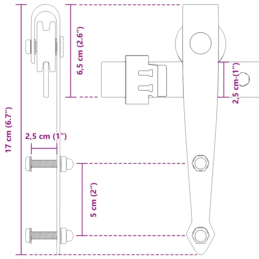 vidaXL System do drzwi przesuwnych do mebli, 200 cm, stal węglowa