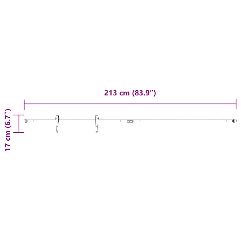 vidaXL System do drzwi przesuwnych do mebli, 213 cm, stal węglowa