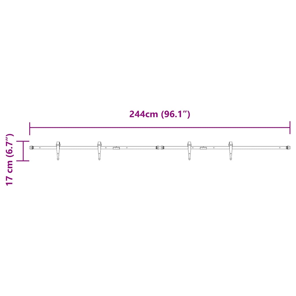 vidaXL System do drzwi przesuwnych do mebli, 244 cm, stal węglowa