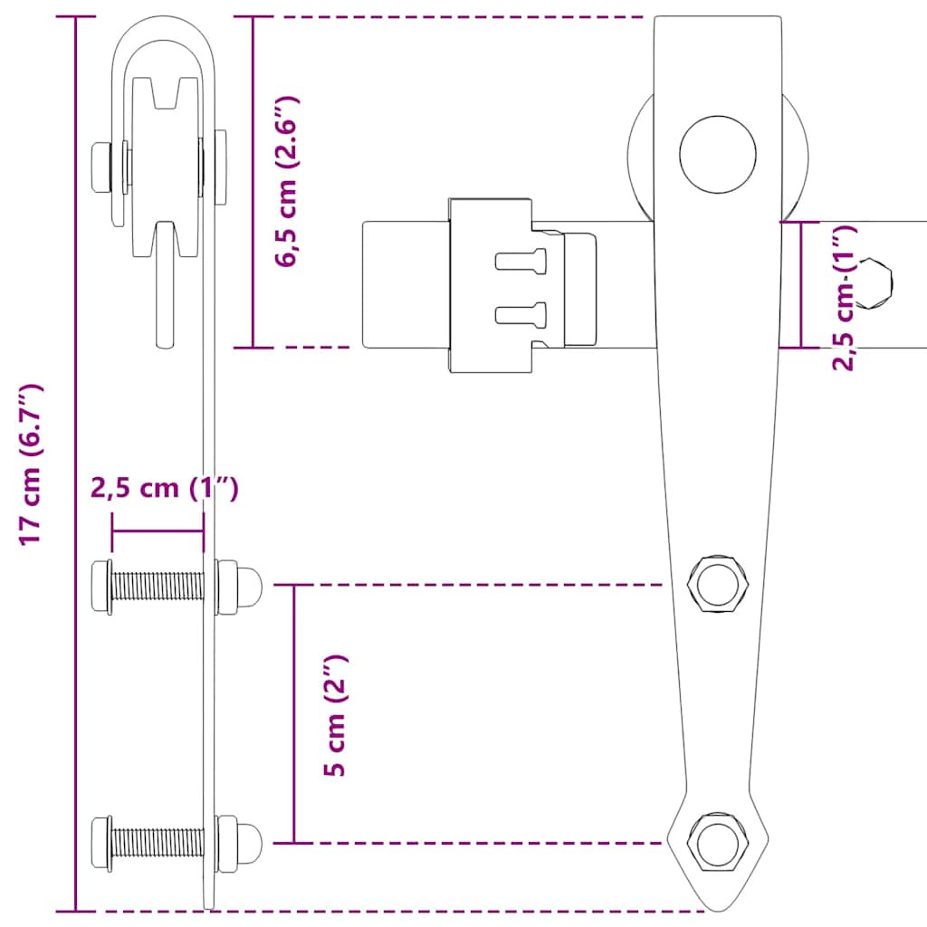 vidaXL System do drzwi przesuwnych do mebli, 244 cm, stal węglowa