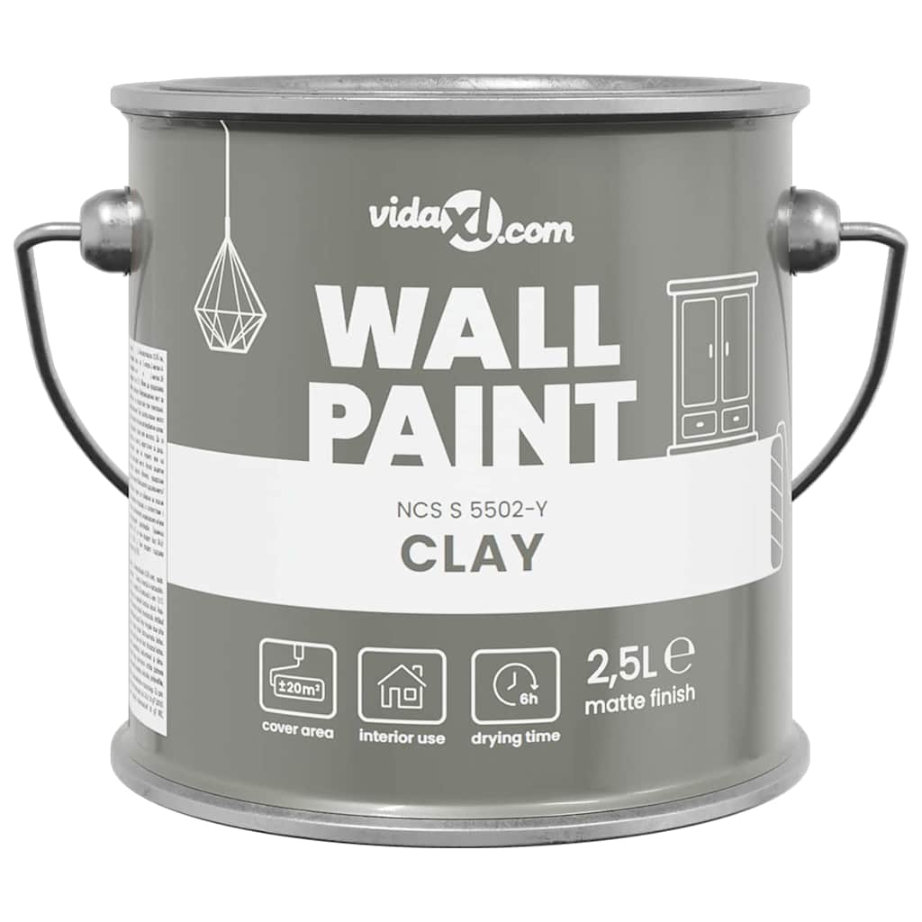 vidaXL Farba do ścian Szary 2,5 L Wydruk na ścianie
