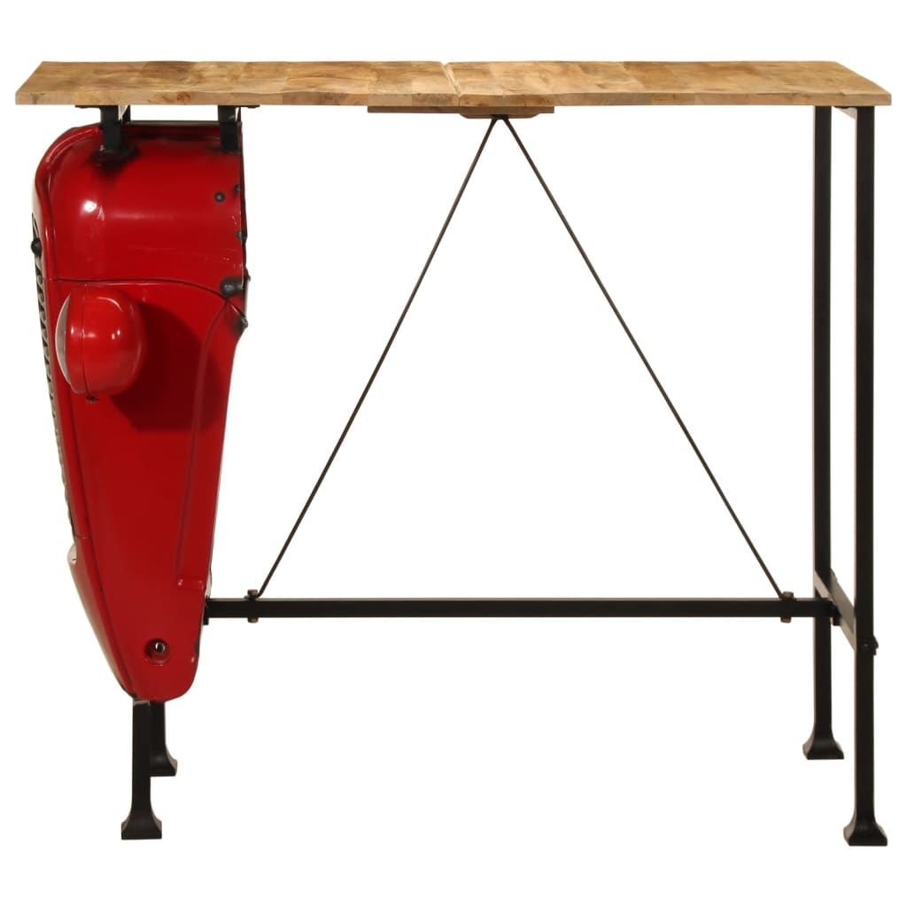vidaXL Stolik barowy traktor, czerwono-brązowy, 55x120x107 cm