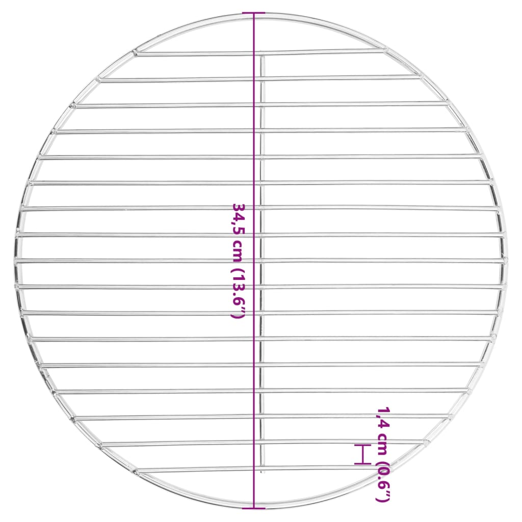 vidaXL Ruszt do grilla, okrągły, Ø34,5 cm, stal nierdzewna 304