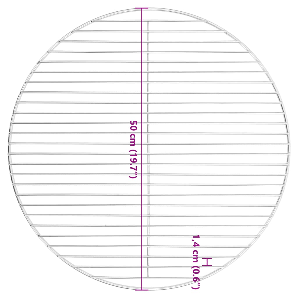 vidaXL Ruszt do grilla, okrągły, Ø50 cm, stal nierdzewna 304