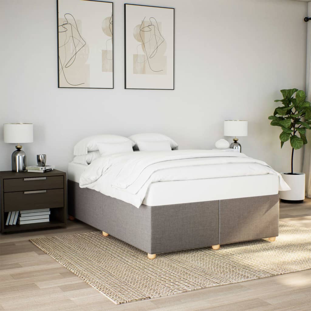 vidaXL Rama łóżka bez materaca, taupe, 160x200 cm, obita tkaniną