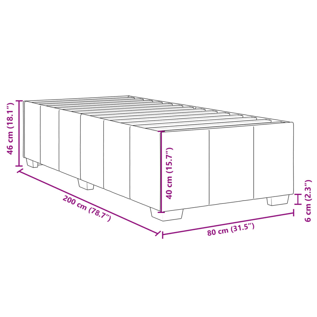 vidaXL Rama łóżka bez materaca Niebieska 80x200 cm Tkanina