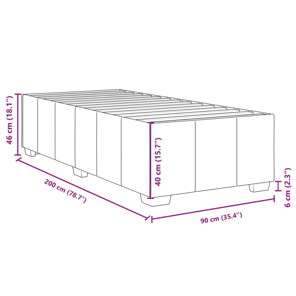 vidaXL Rama łóżka bez materaca Czarna 90x200 cm Tkanina