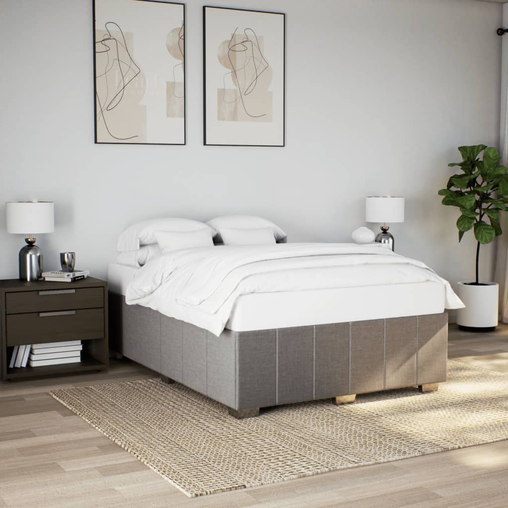 vidaXL Rama łóżka bez materaca, taupe, 140x200 cm, obita tkaniną
