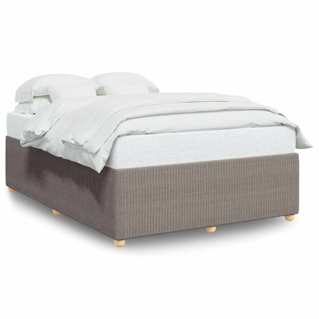 vidaXL Rama łóżka bez materaca, taupe, 140x190 cm, obita tkaniną
