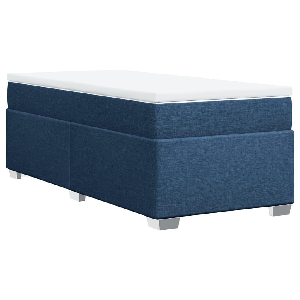 vidaXL Łóżko kontynentalne z materacem, niebieskie, tkanina, 90x190 cm