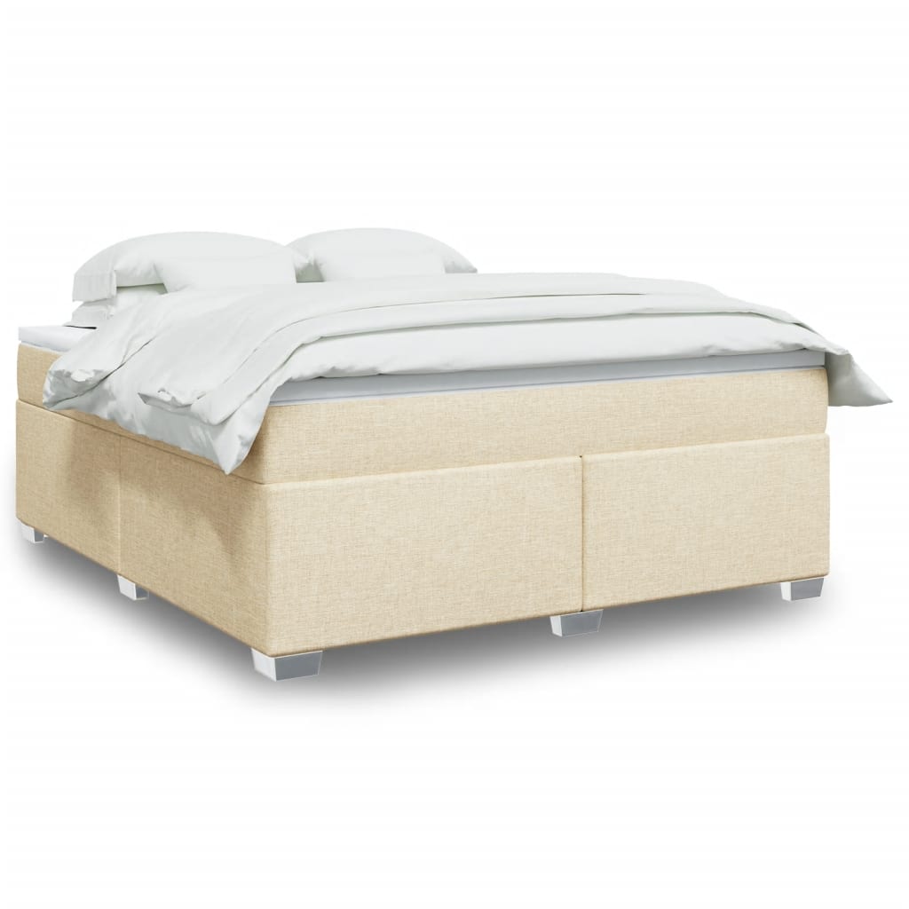 vidaXL Łóżko kontynentalne z materacem, kremowe, tkanina, 180x200 cm