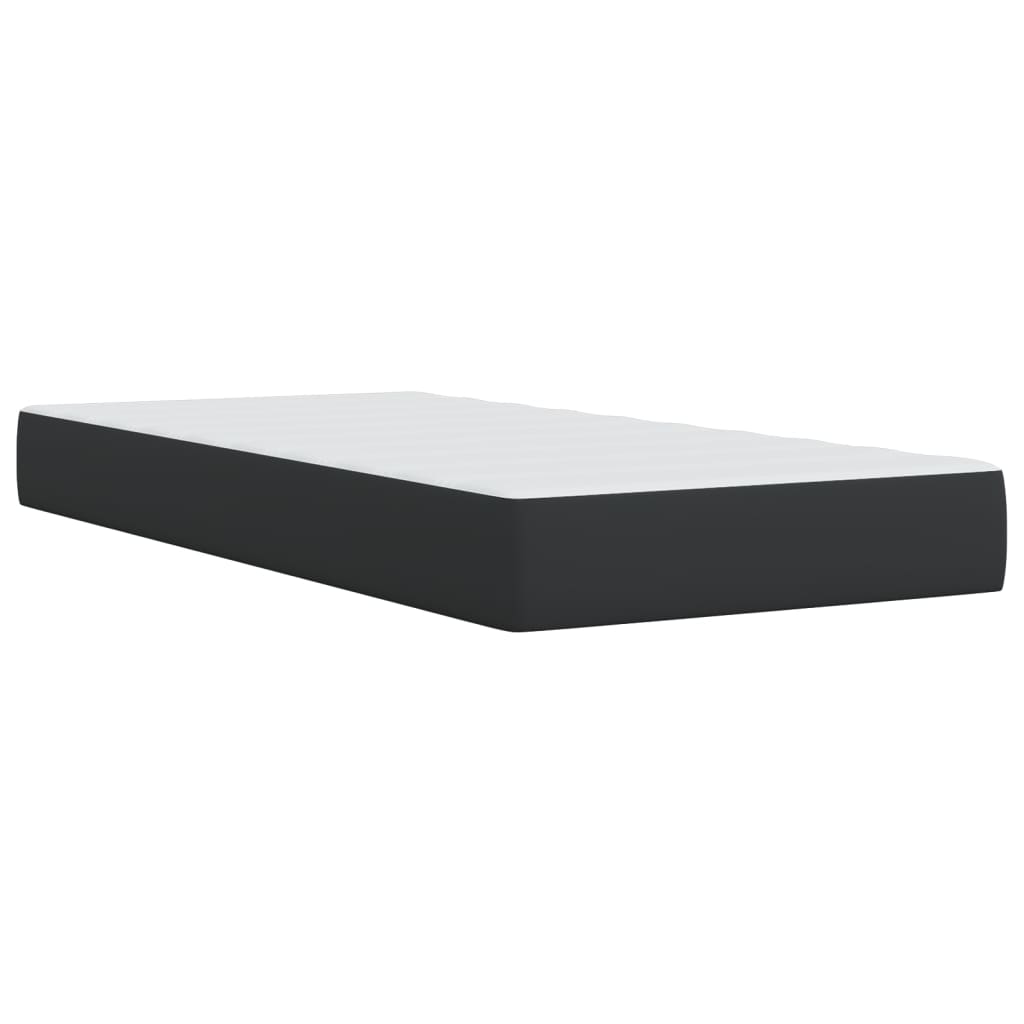 vidaXL Łóżko kontynentalne z materacem, czarne, ekoskóra 80x200 cm