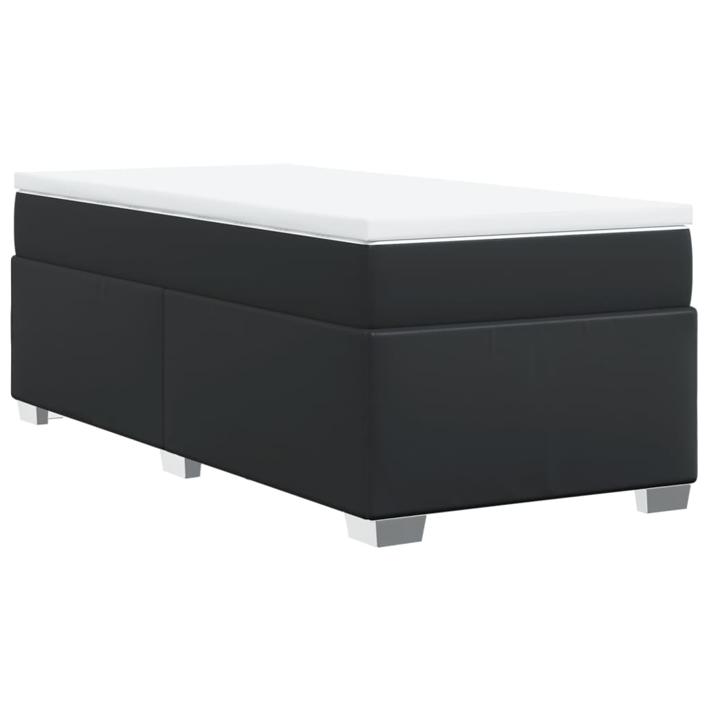 vidaXL Łóżko kontynentalne z materacem, czarne, ekoskóra 80x200 cm