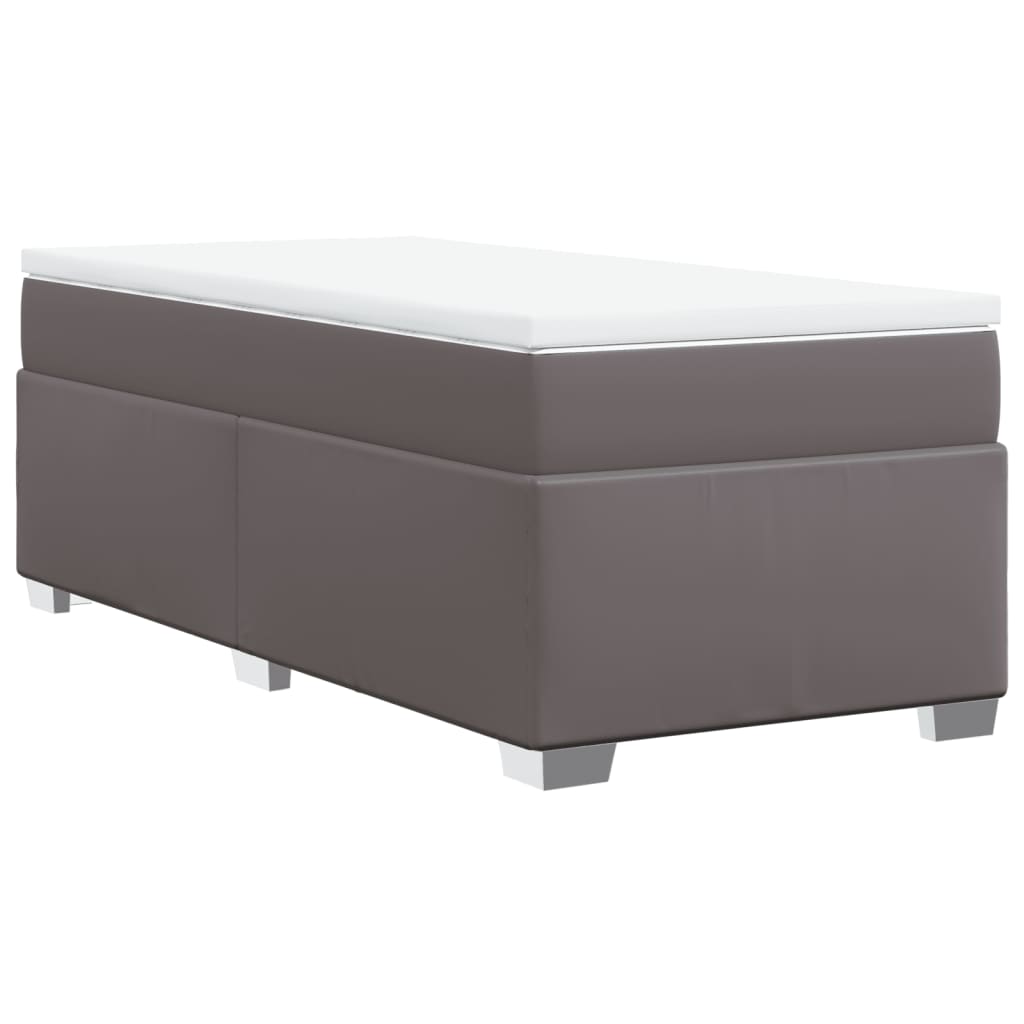 vidaXL Łóżko kontynentalne z materacem, szare, ekoskóra 80x200 cm
