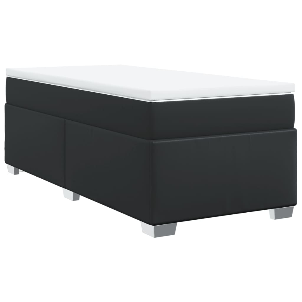 vidaXL Łóżko kontynentalne z materacem, czarne, ekoskóra 90x200 cm