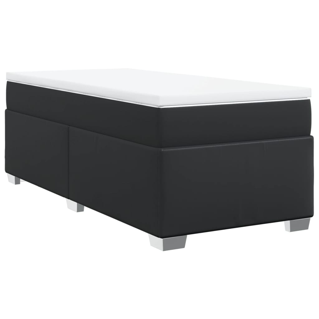 vidaXL Łóżko kontynentalne z materacem, czarne, ekoskóra 90x200 cm