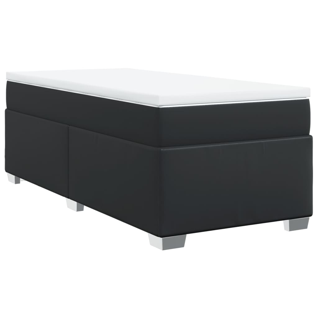 vidaXL Łóżko kontynentalne z materacem, czarne, ekoskóra 100x200 cm